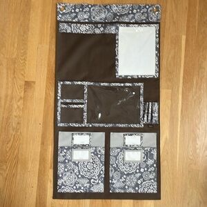 thirty-one Hang-Up Home Organizer Brown and Tan Floral Pattern EUC